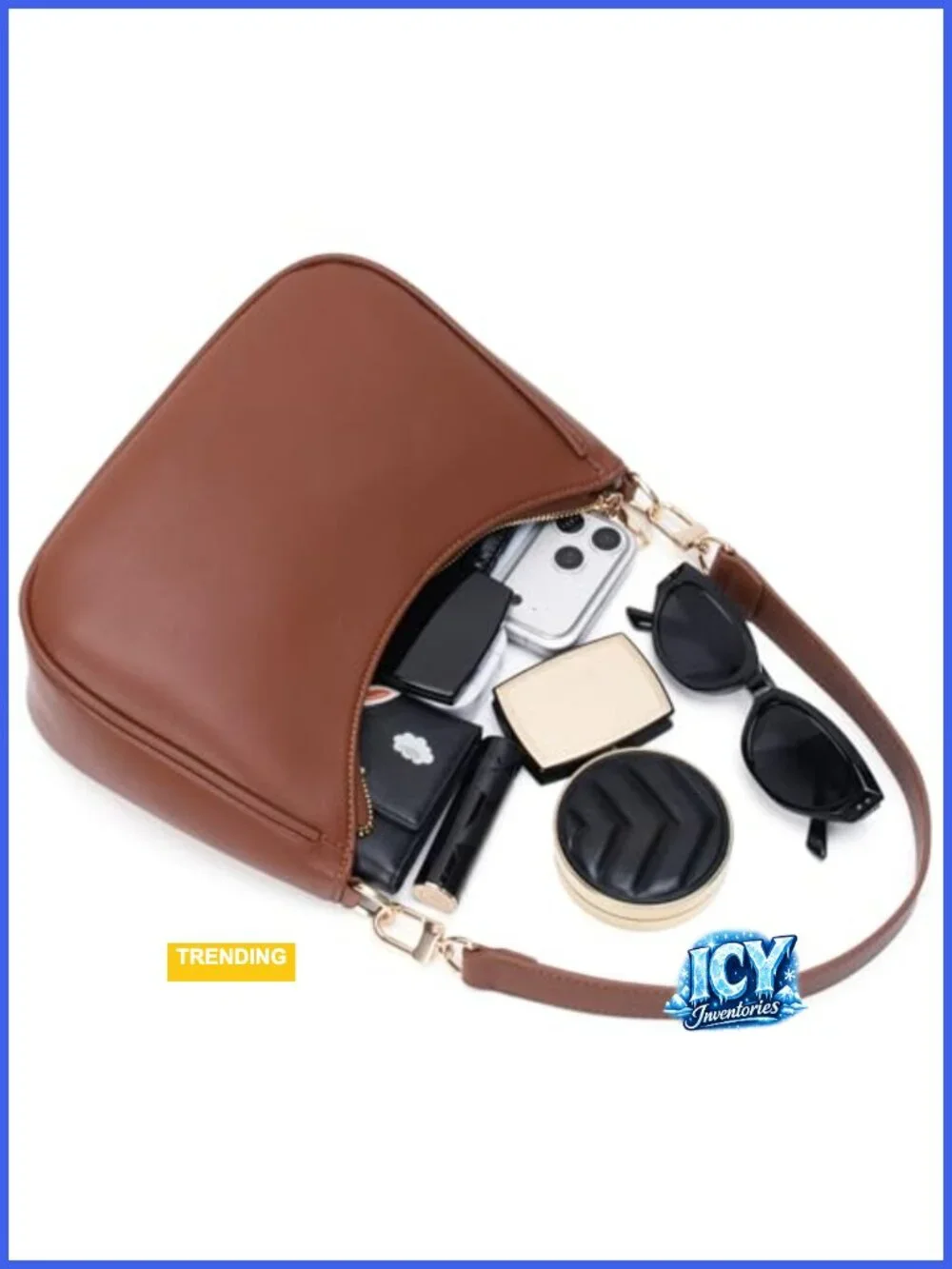 PU Leather Hobo Shoulder Handbag Tote Purse with Zipper Closure